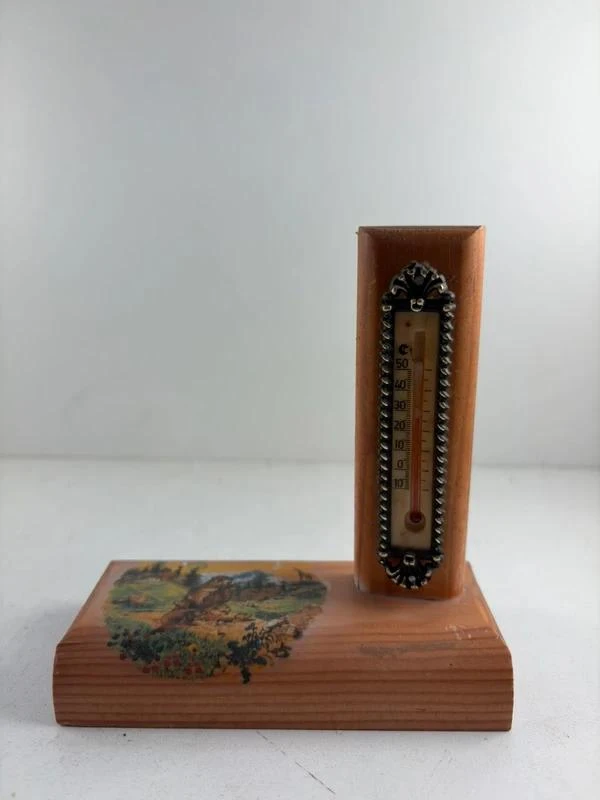 Thermomètre souvenir Les Pyrénées en bois déco vintage